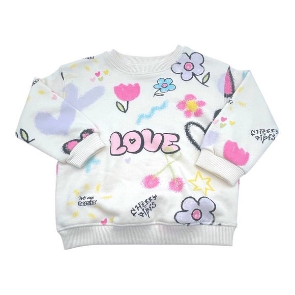 068 Zara Graffiti Love Print Graphic Sweatshirt - Picture 1 of 3